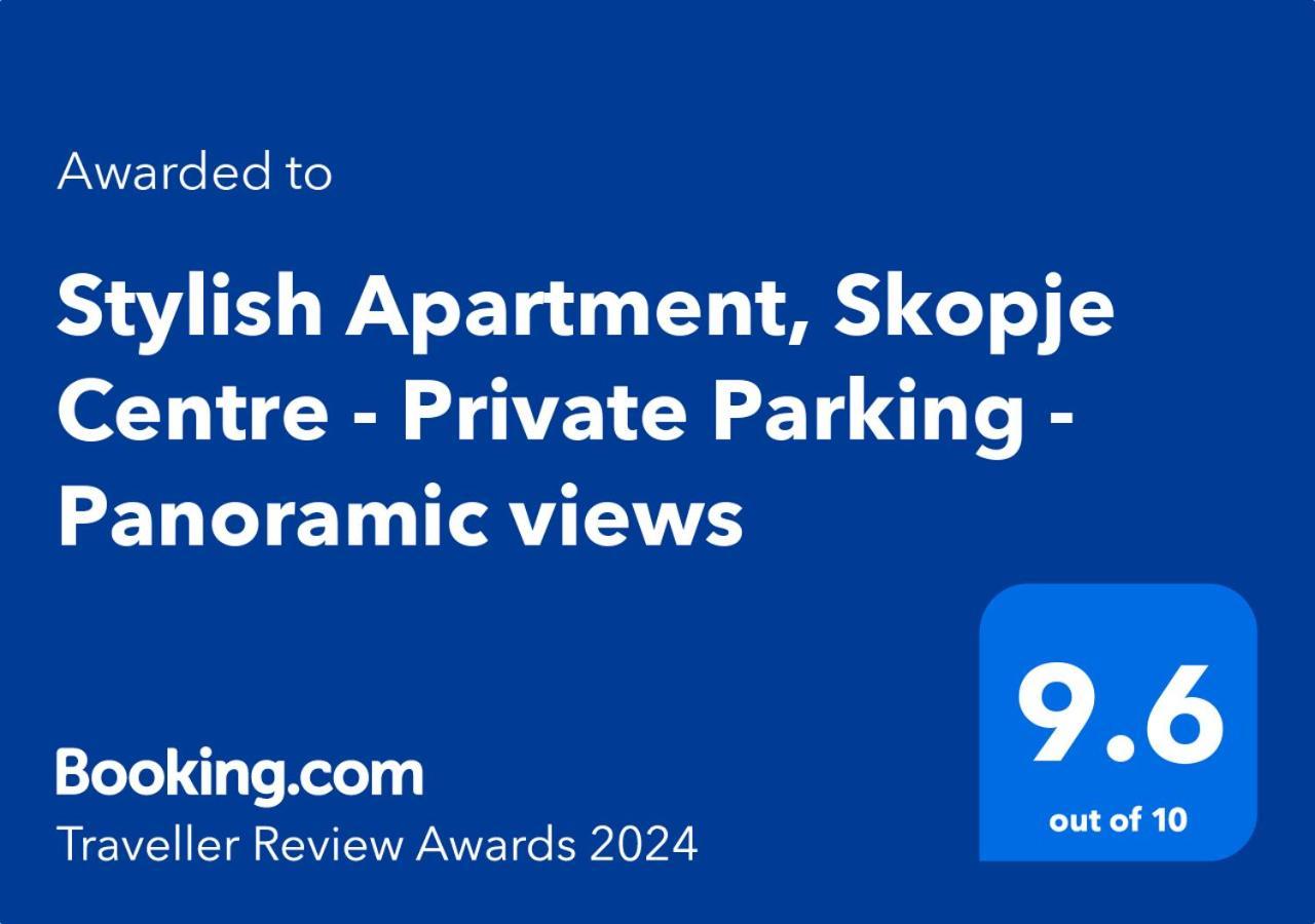 Stylish Apartment, Skopje Centre - Private Parking - Panoramic Views Zewnętrze zdjęcie